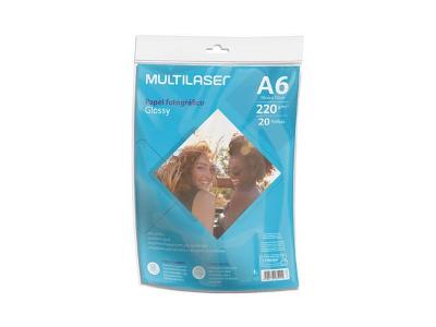Papel Fotográfico Multilaser Glossy A6 10x15cm 200g 20 folhas PE010