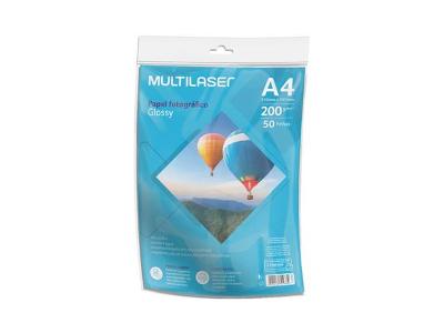 Papel Fotográfico Multilaser Glossy A4 210x297mm 200g 50 folhas PE012