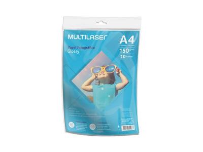Papel Fotográfico Multilaser Glossy A4 210x297mm 150g 10 folhas PE002