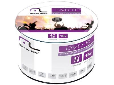 Mídia DVD+R Multilaser Shrink 4.7GB 16X com 50 unidades DV060 DV061
