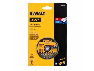 Disco de Corte Abrasivo DeWalt HP 3''X1/16"X3/8'' 3 Peças