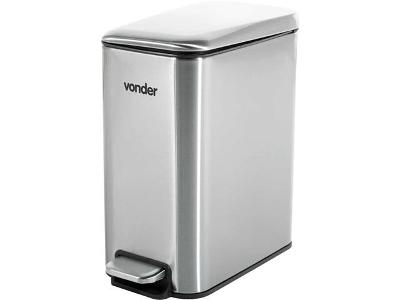 Lixeira Retangular Vonder 5 Litros Inox