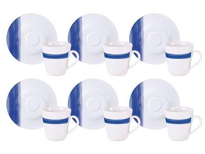 Kit Xícara e Pires de Café Tramontina Soho em Porcelana 70 ml 12 Peças