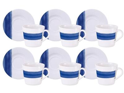 Kit Xícara e Pires de Chá Tramontina Soho em Porcelana 185 ml 12 Peças