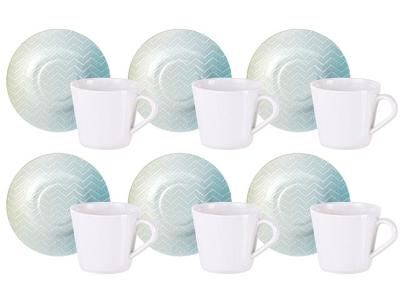 Kit Xícaras e Pires de Chá Tramontina Polaris em Porcelana 185ml 12Pçs