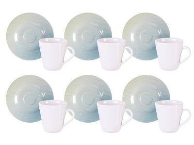 Kit Xícara e Pires de Café Tramontina Polaris em Porcelana 70ml 12Pçs
