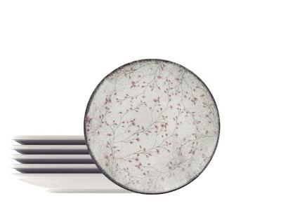 Kit Prato Sobremesa Tramontina Floralis em Porcelana 19 cm 6 Peças