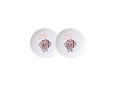 Kit Prato Sobremesa Tramontina Grooby Breakfast em Porcelana 19 cm 2Pç