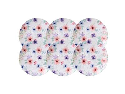 Kit Prato Sobremesa Tramontina Floratta em Porcelana 21 cm 6 Peças