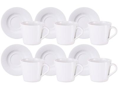 Kit Xícaras e Pires de Chá Tramontina Mesh em Porcelana 185 ml 12 Pçs