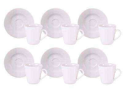 Kit Xícara e Pires de Café Tramontina Grid em Porcelana 70 ml 12 Peças
