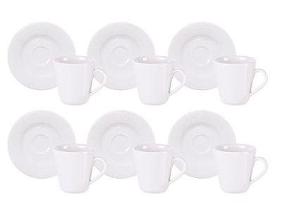 Kit Xícara e Pires de Café Tramontina Mesh em Porcelana 70 ml 12 Peças