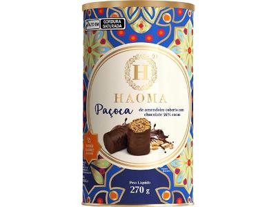 Paçoca de Amendoim Haoma com Cobertura de Chocolate 56% Cacau