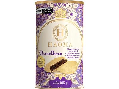 Biscottino Haoma Recheado Avelã com Cacau e Coberto Chocolate Branco