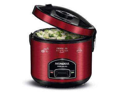 Panela Elétrica de Arroz Mondial Pratic Rice 10i Red PE-46 10 Xícaras – Vermelho