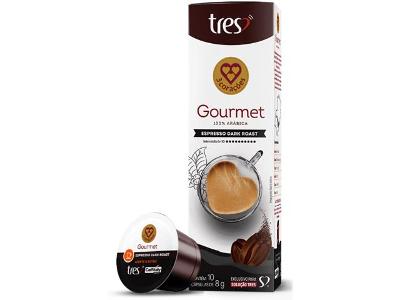 Cápsula de Café Espresso Gourmet Dark Roast TRES 3 Corações