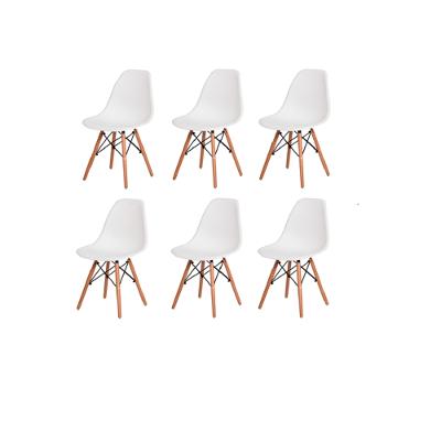 Conjunto 6 Cadeiras Charles Eames Eiffel Concha Fixa - BRANCO
