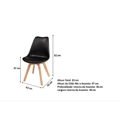 Kit c/2 cadeiras Leda – Charles Eames, Saarinen Wood com almofada Preta