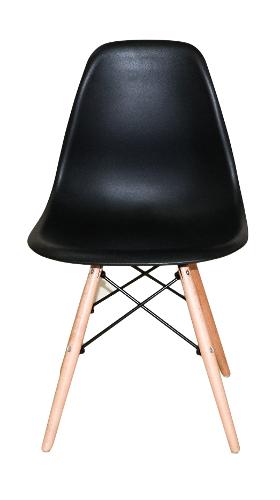 KIT C| 3 Cadeira Charles Eames Wood DSW Preta -  Base Madeira