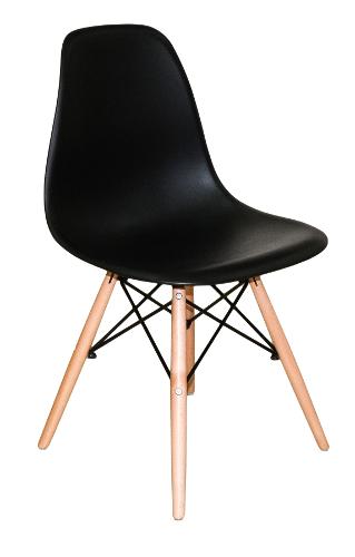 Kit 4 Cadeiras Charles Eames Eiffel Wood Design Jantar Preta