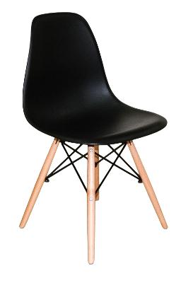 Kit 4 Cadeiras Charles Eames Eiffel Wood Design Preta !!