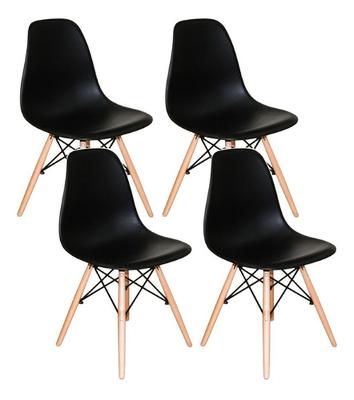 Mesa Jantar Eames Eiffel 90cm 4 Cadeiras Eames Eiffel Preta