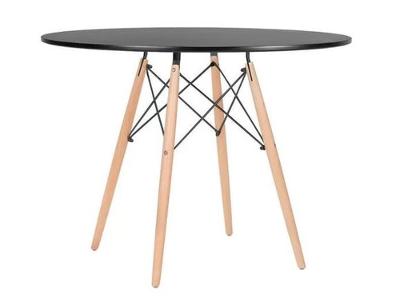 Mesa De Jantar Redonda  Eames Eiffel Wood 80cm Preta