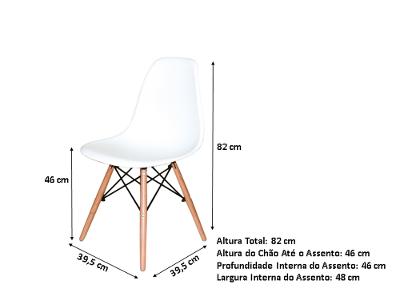 Kit com 6 Cadeiras Charles Eames Wood DSW Branca -  Base Madeira