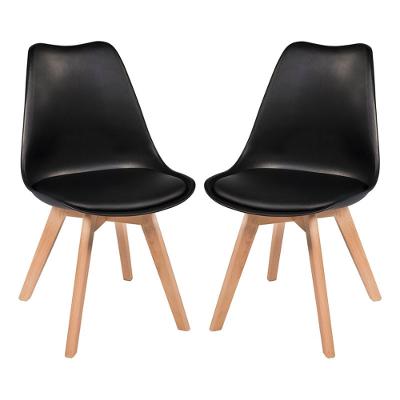 KIT C/2 CADEIRAS LEDA - CHARLES EAMES SAARIENEN WOOD COM ALMOFADA PRETA