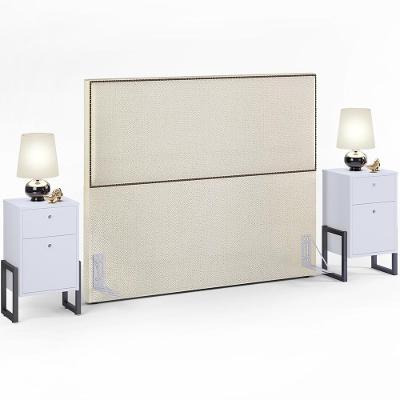 Cabeceira Queen 160Cm Champagne 02 Mesas Cabeceira Branco