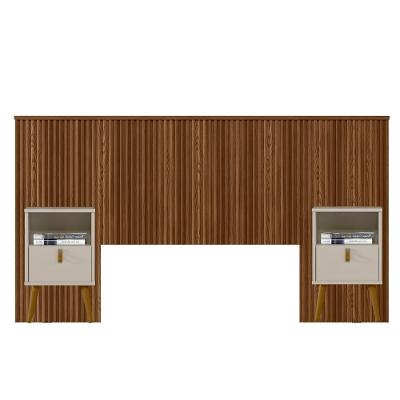 Kit Cabeceira Casal 240cm Com Mesa De Cabeceira Freijó