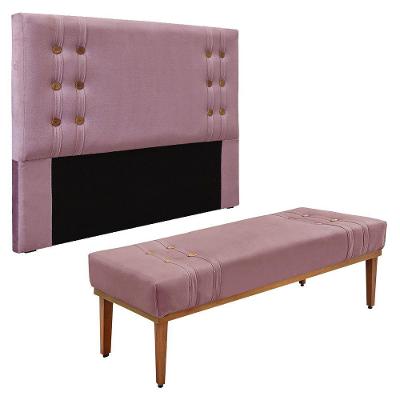 Kit Cabeceira E Calçadeira Recamier King 1,95M Lilás -