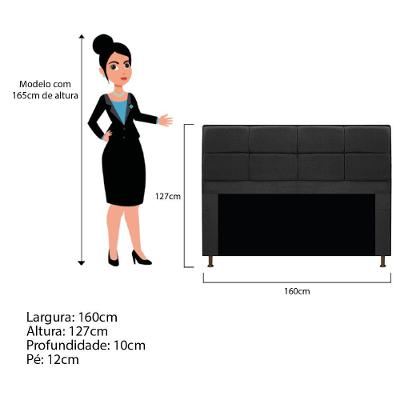 Cabeceira E Calçadeira 160 Cm Queen Size Corano Preto