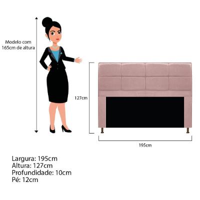 Cabeceira E Calçadeira Munique 195 Cm King Size Suede Rosê