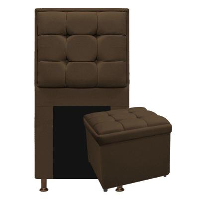 Cabeceira E Calçadeira 90 Cm Solteiro Suede Marrom