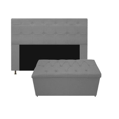 Cabeceira Calçadeira 160Cm Queen Size Capitonê Corano Cinza