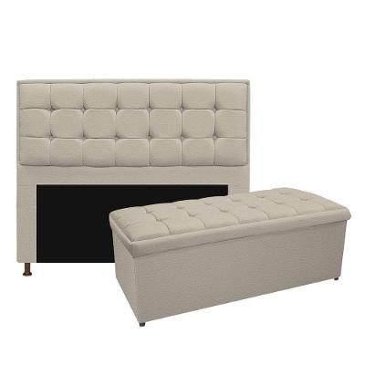 Cabeceira E Calçadeira 195 Cm King Size Corano Bege