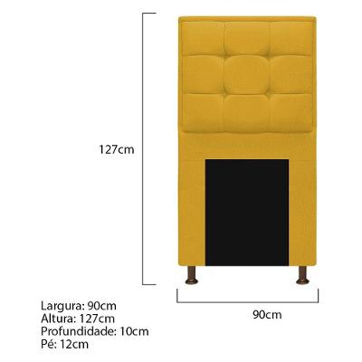 Cabeceira E Calçadeira 90 Cm Solteiro Suede Amarelo
