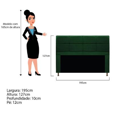 Cabeceira E Calçadeira Munique 195 Cm King Size Suede Verde