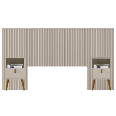 Kit Cabeceira Casal 240cm Com Mesa De Cabeceira Off White