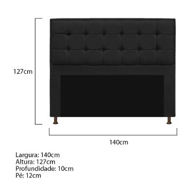 Cabeceira E Calçadeira Copenhague 140 Cm Casal Suede Preto
