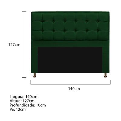 Cabeceira E Calçadeira Copenhague 140 Cm Casal Suede Verde