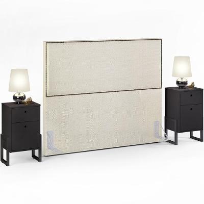 Cabeceira Queen 160Cm Champagne + 2 Mesas Preto