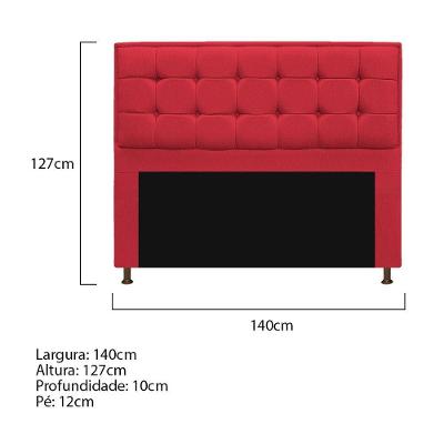 Cabeceira E Calçadeira Copenhague 140 Cm Casal Suede Vermelho
