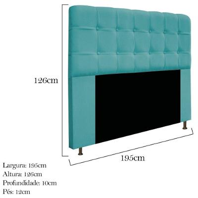 Cabeceira E Calçadeira 195 Cm King Size Com Capitonê Suede Azul Turquesa