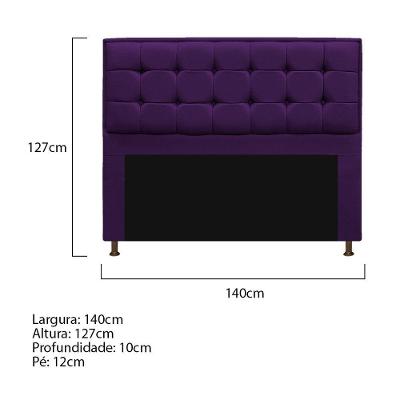 Cabeceira E Calçadeira Copenhague 140 Cm Casal Suede Roxo