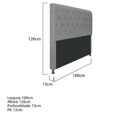 Cabeceira Cristal 160Cm Queen Size Com Capitonê Corano Cinza