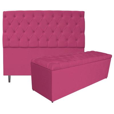 Kit Cabeceira e Calçadeira 195 Cm King Size Corano Pink