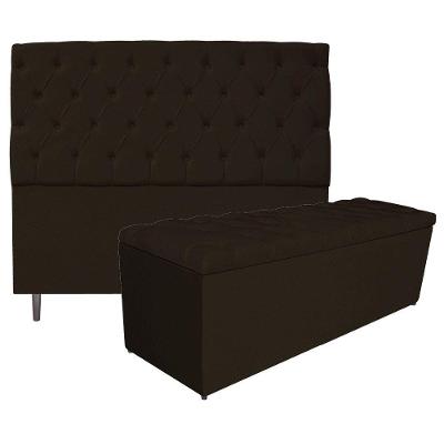 Kit Cabeceira e Calçadeira 195 Cm King Size Corano Marrom