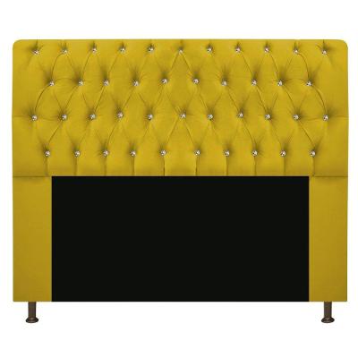 Cabeceira Estofada Lady com Strass 160cm Queen Size Amarelo
